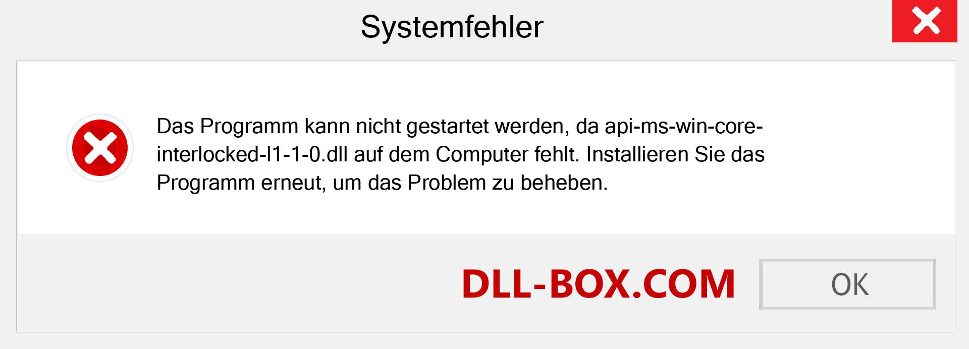 api-ms-win-core-interlocked-l1-1-0.dll-Datei fehlt?. Download für Windows 7, 8, 10 - Fix api-ms-win-core-interlocked-l1-1-0 dll Missing Error unter Windows, Fotos, Bildern